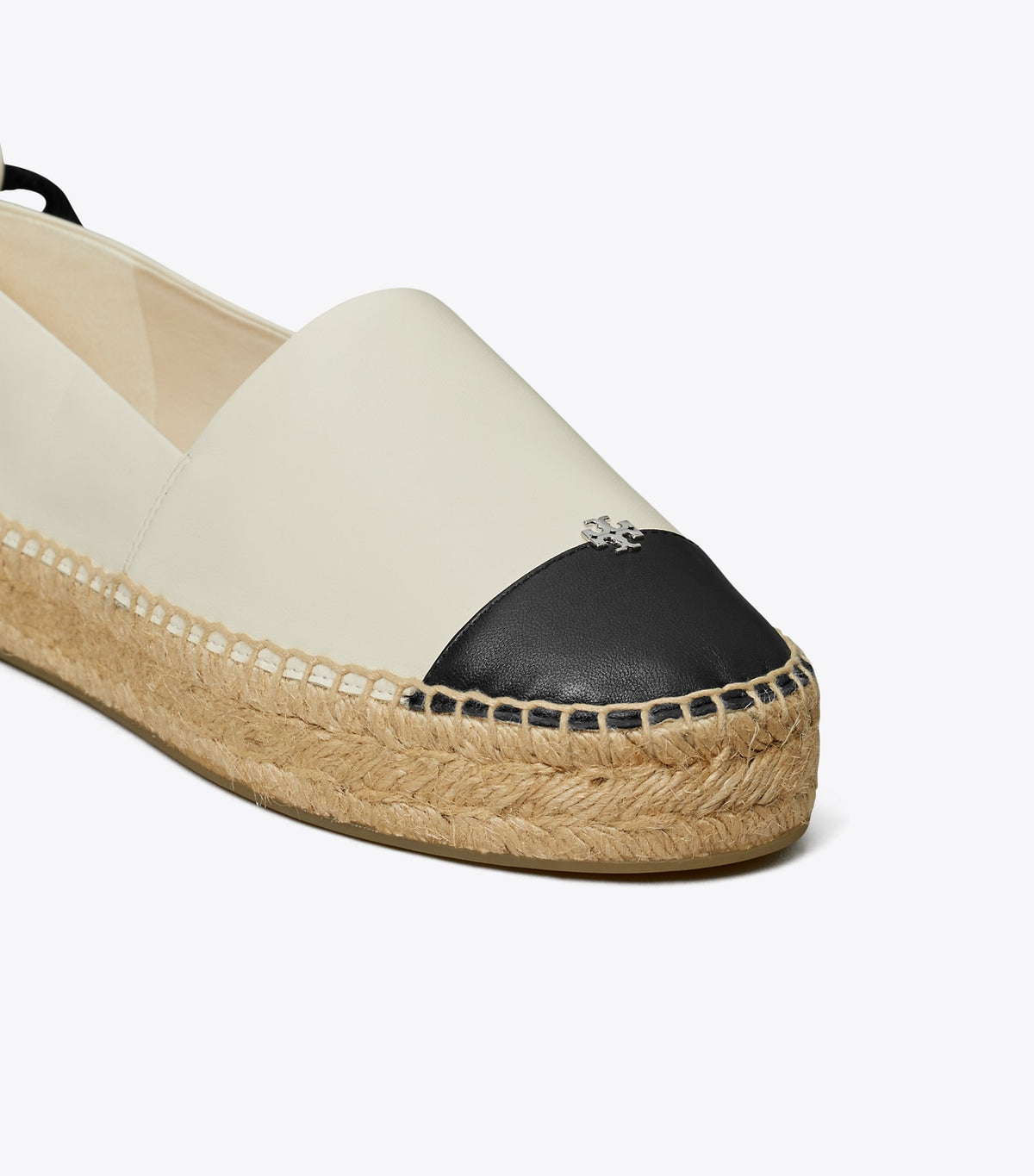 Tory Burch Top Pick - Cap-Toe Espadrille - Light Cream / Perfect Black
