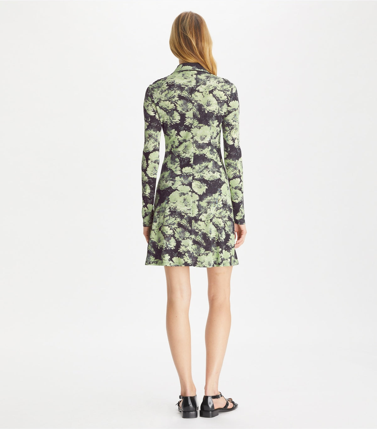 Tory Burch Deals - Printed Jersey Polo Dress - Green Pixel Floral