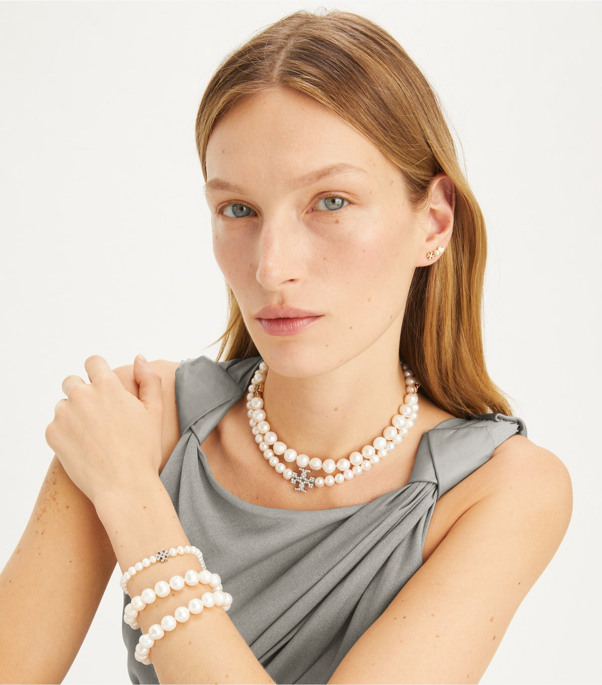 Tory Burch Best Price - Moondance Pearl and Pavé Bracelet - Tory Silver / Crystal / Pearl