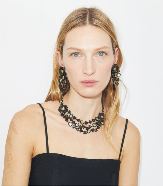 Tory Burch Classic - Curiosity Resin Triple Strand Necklace - Black