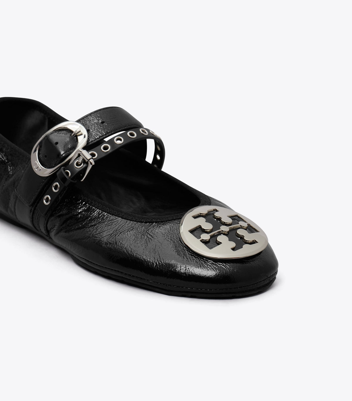 Tory Burch Great Value - Reva Punk Travel Ballet - Perfect Black / Silver