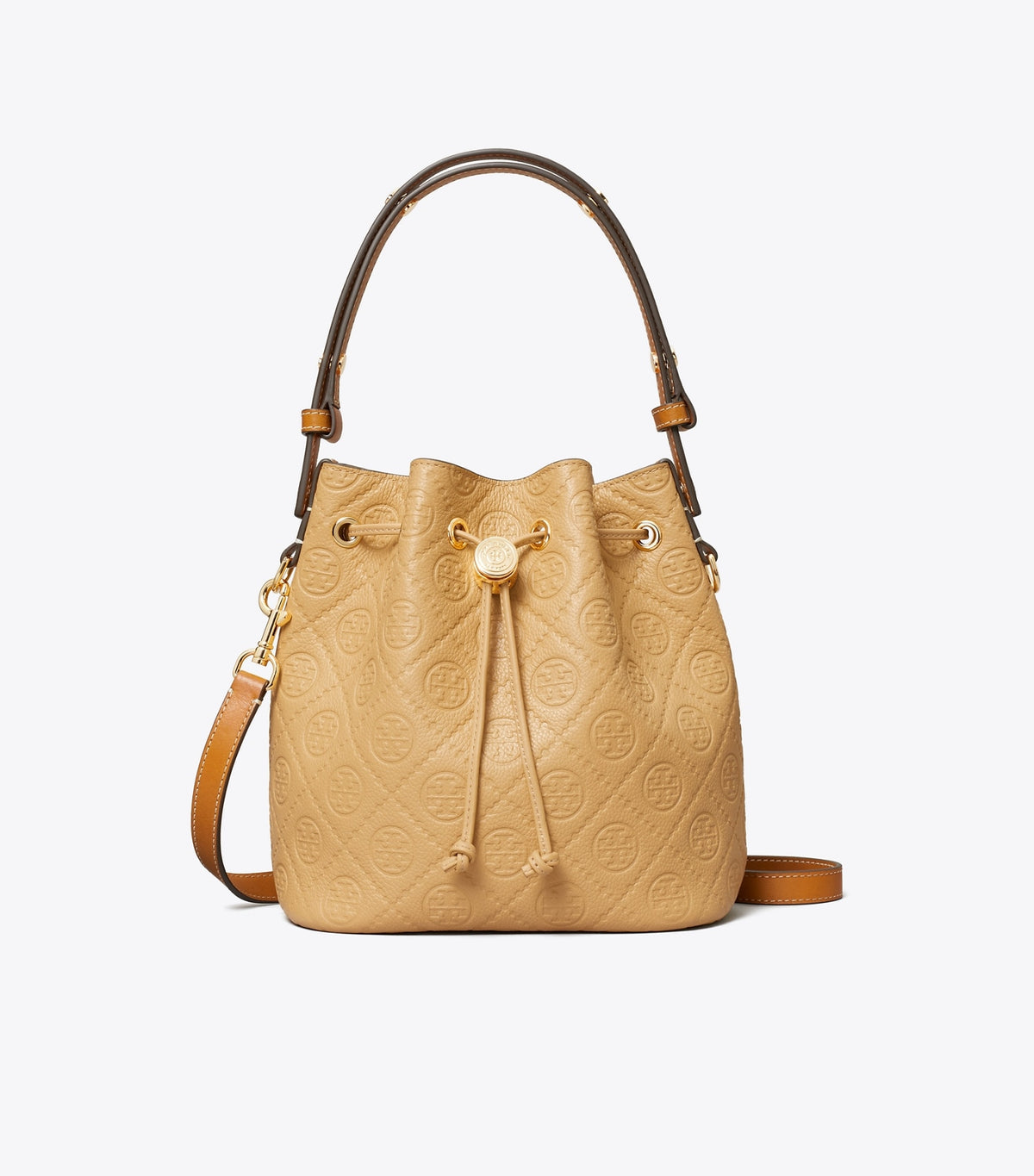 Tory Burch Recommended - T Monogram Pebble Bucket Bag - Biscotti