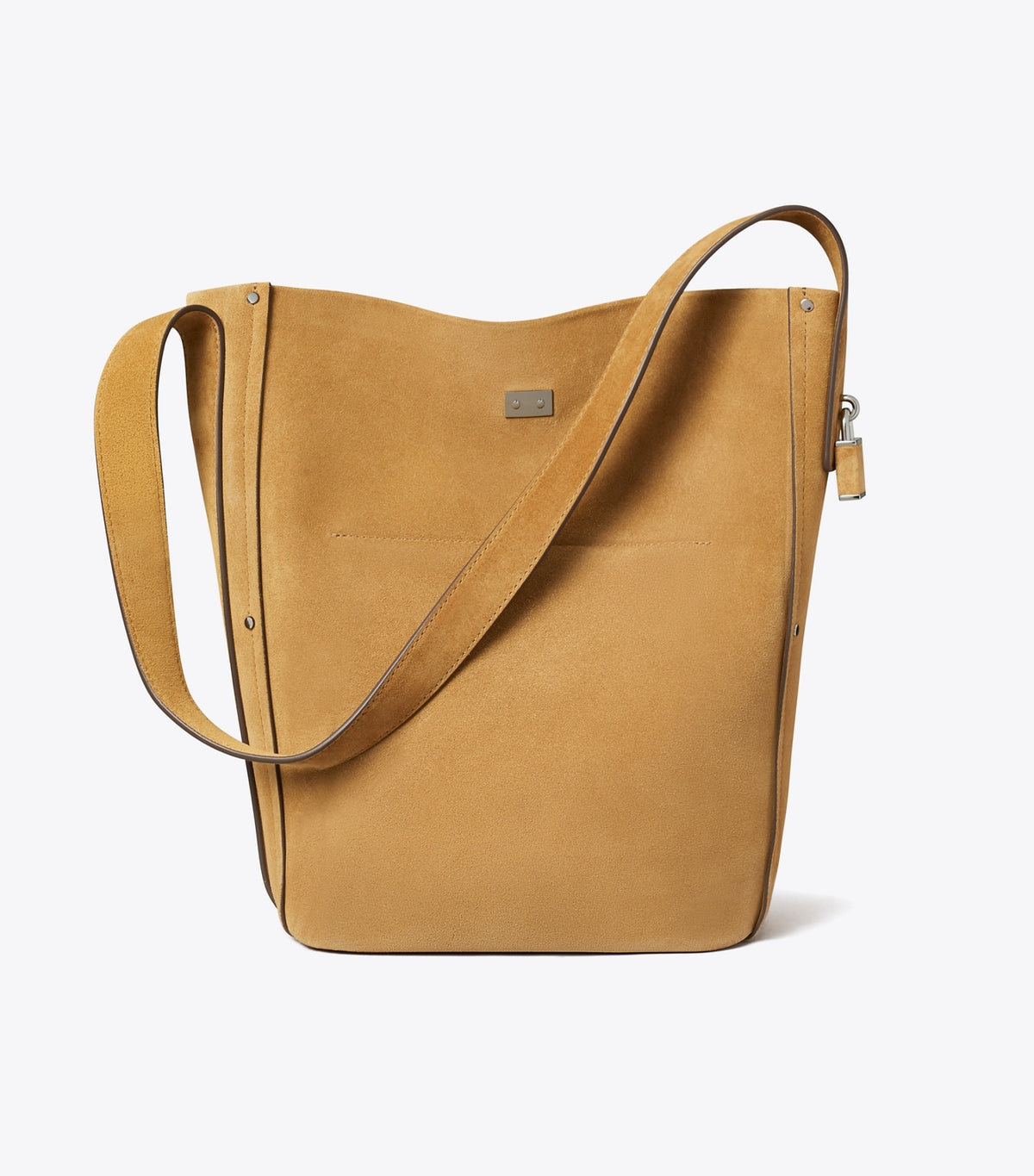 Tory Burch Sale - Lock Slim Suede Bucket Bag - Wild Tabacco