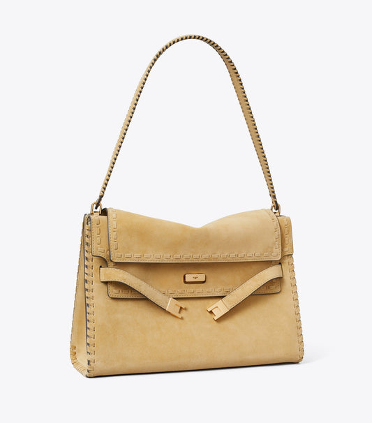 Tory Burch Top Pick - Large Lee Radziwill Suede Shoulder Bag - Butter