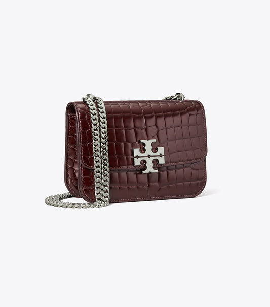 Tory Burch Exclusive - Small Eleanor Croc-Embossed Shoulder Bag - Deep Burgundy