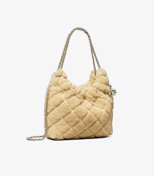Tory Burch Best Seller - Mini Fleming Shearling Hobo Bag - Ivory