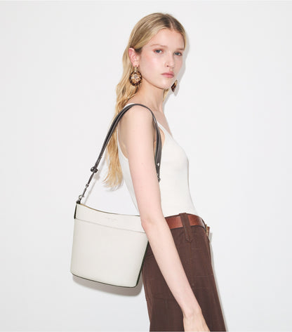 Tory Burch Best Seller - Leather Bucket Bag - Gray Chalk