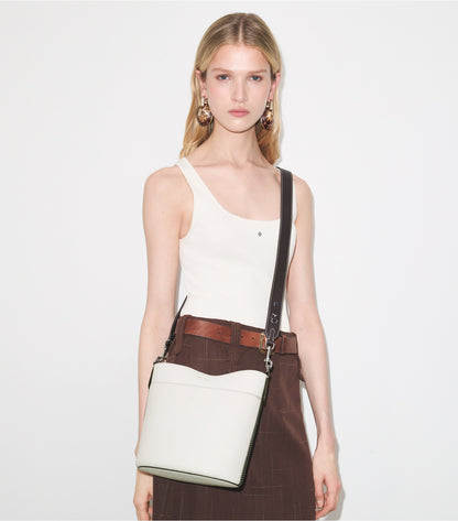 Tory Burch Best Seller - Leather Bucket Bag - Gray Chalk