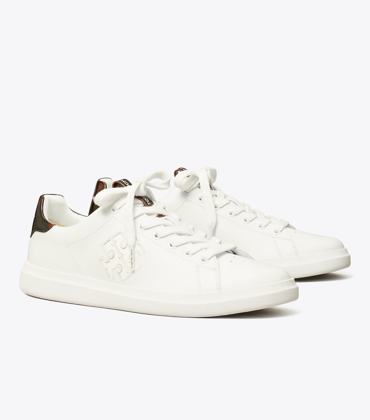 Tory Burch Discount - Double T Howell Court Sneaker - Titanium White / Creta