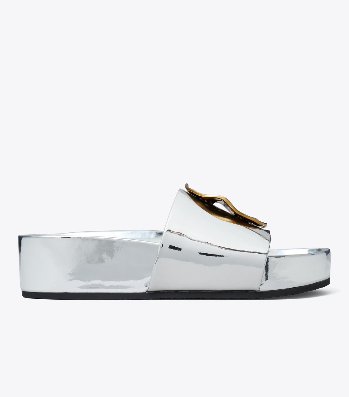 Tory Burch New - Patos Mismatched Platform Slide - Argento