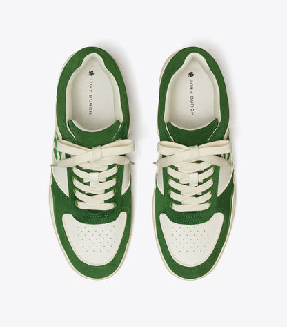 Tory Burch Discount - Clover Court Sneaker - White / Mossy Green / Mossy Green