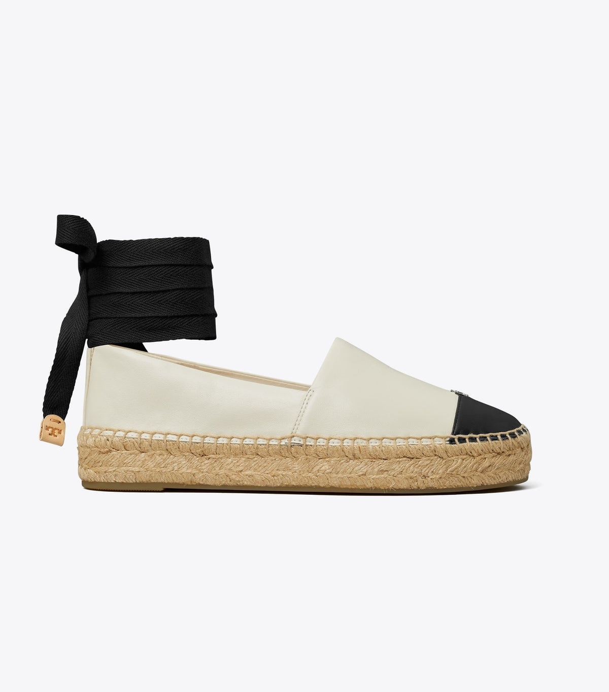 Tory Burch Top Pick - Cap-Toe Espadrille - Light Cream / Perfect Black