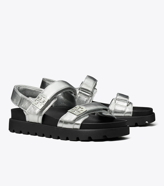 Tory Burch Customer Favorite - Mellow Sport Sandal - Silver / Perfect Black / Silver