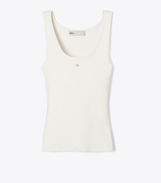 Tory Burch Essential - Viscose Knit Tank Top - New Ivory