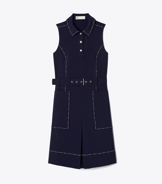 Tory Burch Customer Favorite - Pick Stitch Stretch Golf Dress - Deep Navy