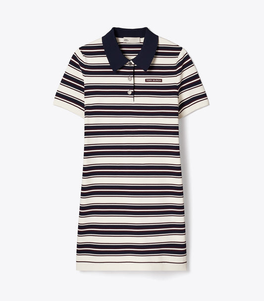 Tory Burch New - Viscose Polo Dress - Ivory Stripe