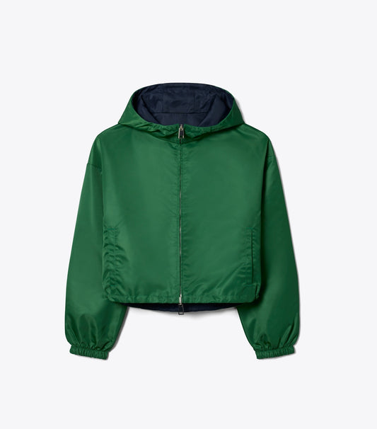 Tory Burch Essential - Reversible Cropped Nylon Jacket - Dark Green / Navy