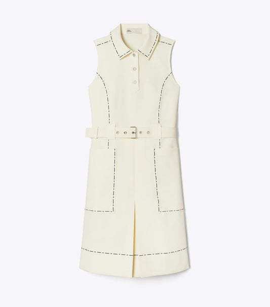 Tory Burch Quality - Pick Stitch Stretch Golf Dress - New Ivory