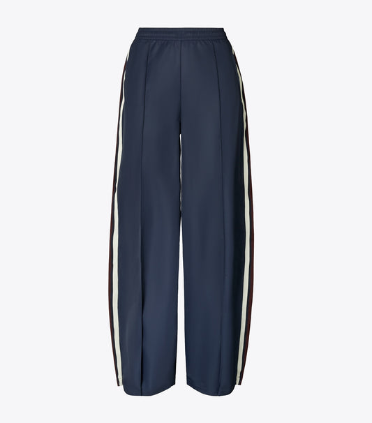 Tory Burch Essential - Wide-Leg Nylon Track Pant - Medium Navy