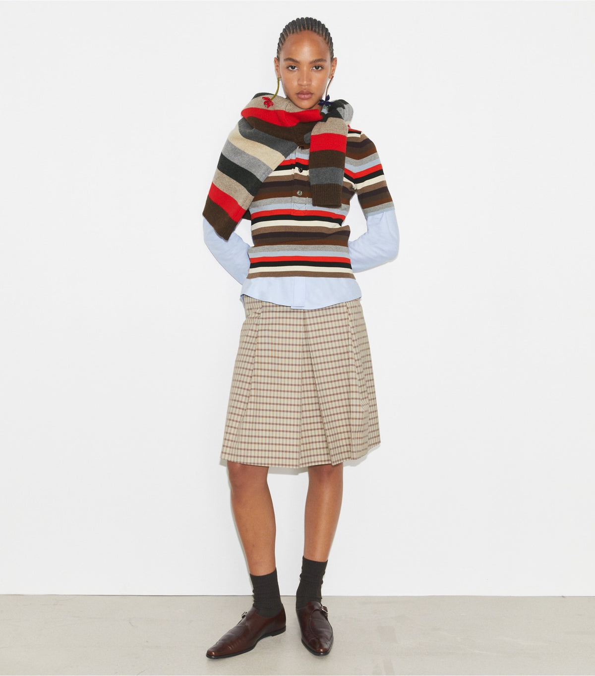 Tory Burch Signature - Plaid Golf Skirt - Crimson Rust Dense Plaid Sport