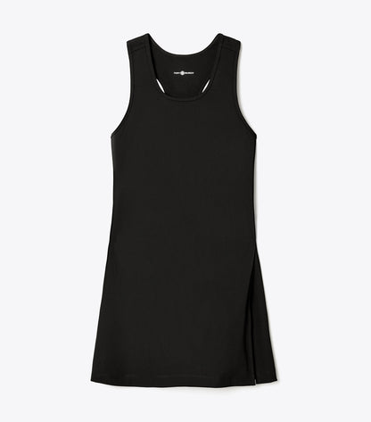 Tory Burch Smart Buy - Performance Jersey Side-Slit Tennis Dress - Black / Black