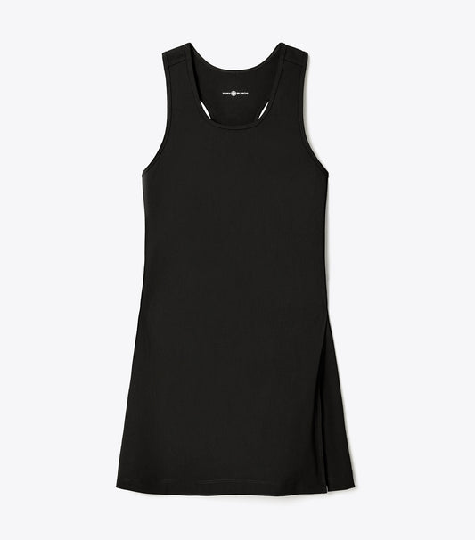 Tory Burch Smart Buy - Performance Jersey Side-Slit Tennis Dress - Black / Black