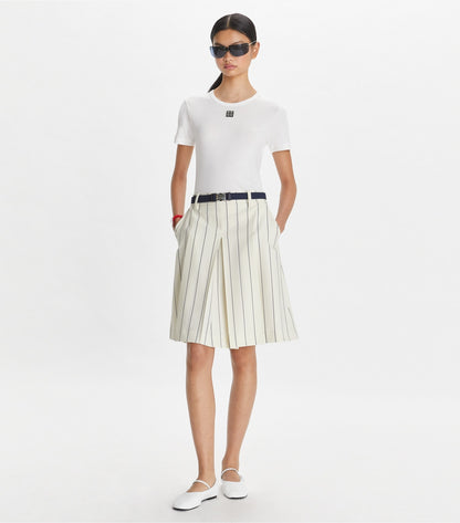 Tory Burch Value - Wool Performance Golf Skirt - New Ivory Light Stripe