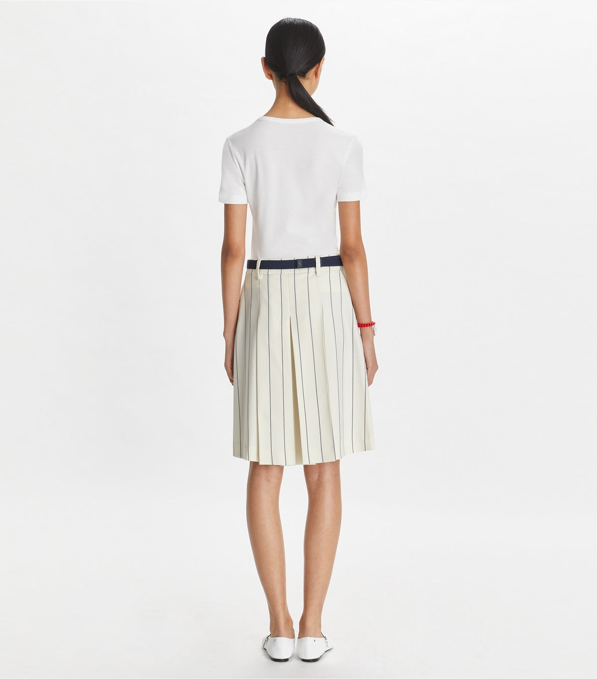 Tory Burch Value - Wool Performance Golf Skirt - New Ivory Light Stripe