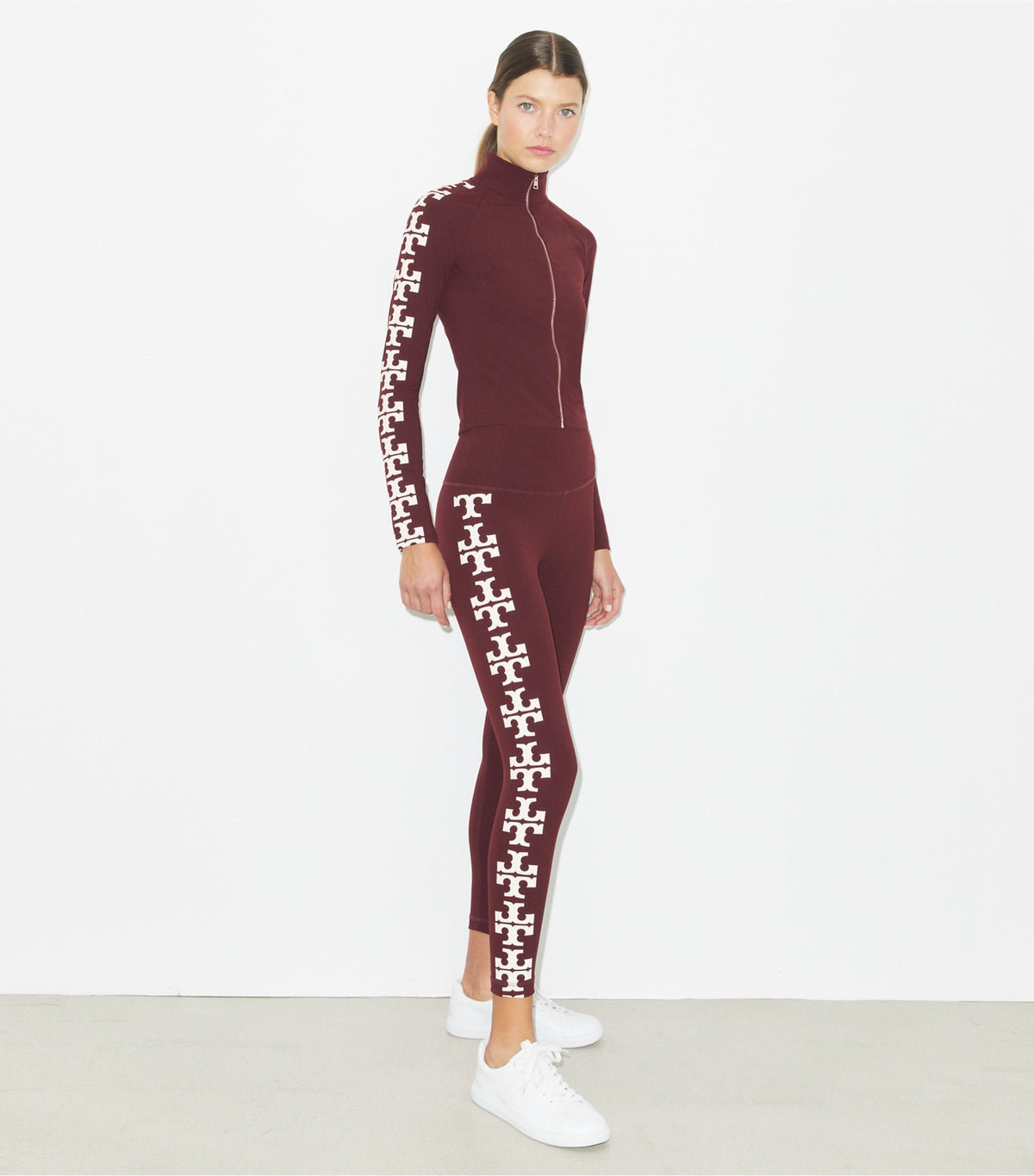 Tory Burch Signature - Nylon Logo Zip Top - Merlot
