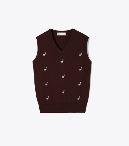 Tory Burch Smart Buy - Cashmere Birdie Sweater Vest - Dark Winterberry