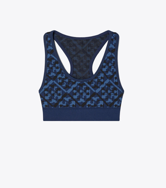 Tory Burch Popular - Prismatic T Monogram Jacquard Seamless Bra - Dark Blue Prismatic T Monogram