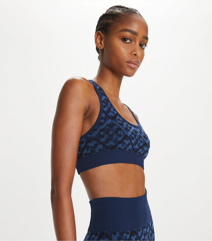 Tory Burch Popular - Prismatic T Monogram Jacquard Seamless Bra - Dark Blue Prismatic T Monogram