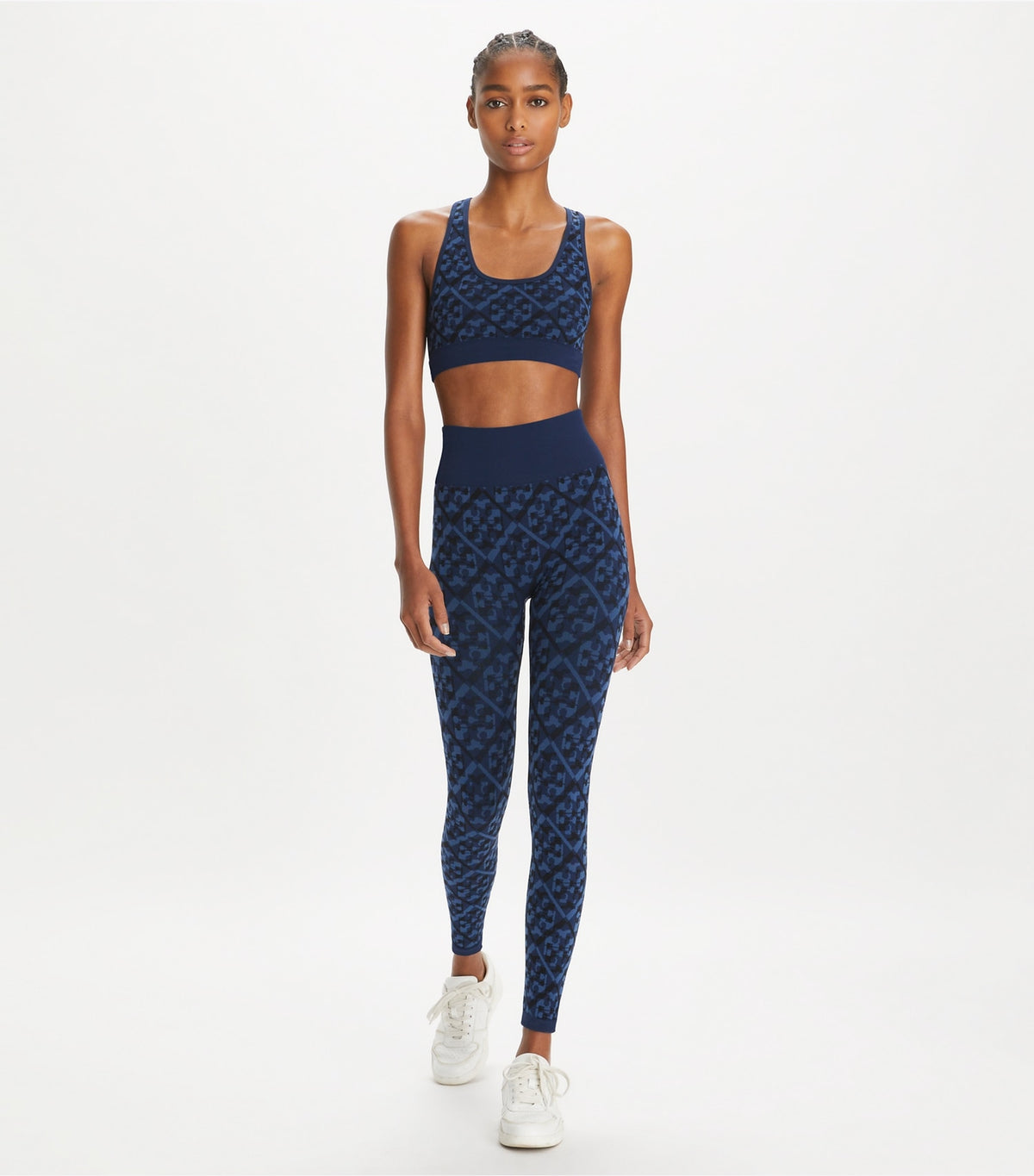 Tory Burch Popular - Prismatic T Monogram Jacquard Seamless Bra - Dark Blue Prismatic T Monogram