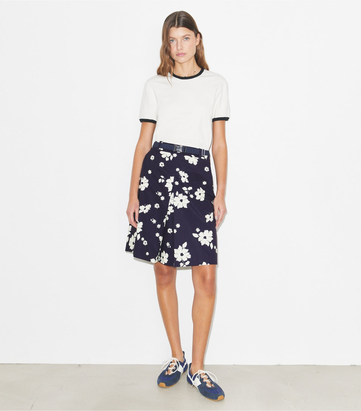 Tory Burch Deals - Pleated Golf Skirt - Medium Navy Contrast Floral