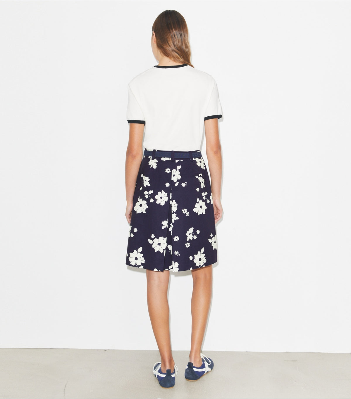 Tory Burch Deals - Pleated Golf Skirt - Medium Navy Contrast Floral