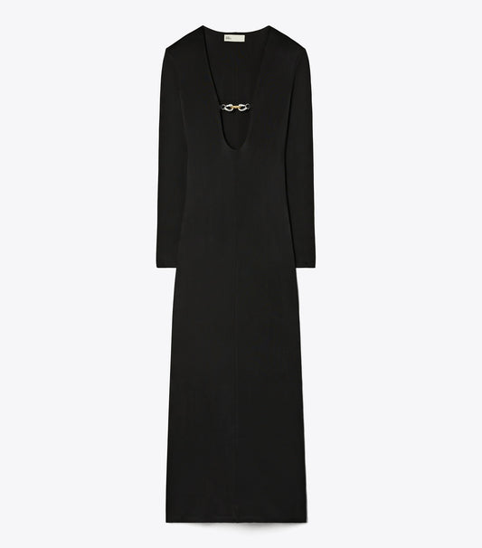 Tory Burch Best Price - Deep U-Neck Jessa Viscose Dress - Black