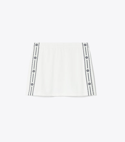 Tory Burch Discount - Tech Piqué Logo Stripe Tennis Skirt - Snow White