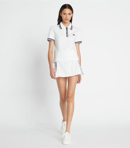 Tory Burch Discount - Tech Piqué Logo Stripe Tennis Skirt - Snow White
