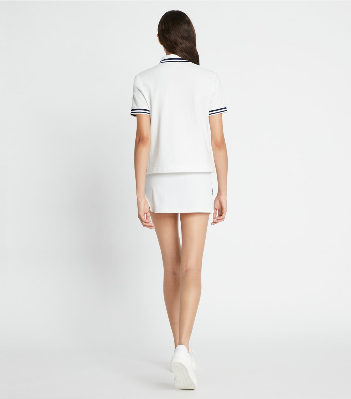 Tory Burch Discount - Tech Piqué Logo Stripe Tennis Skirt - Snow White