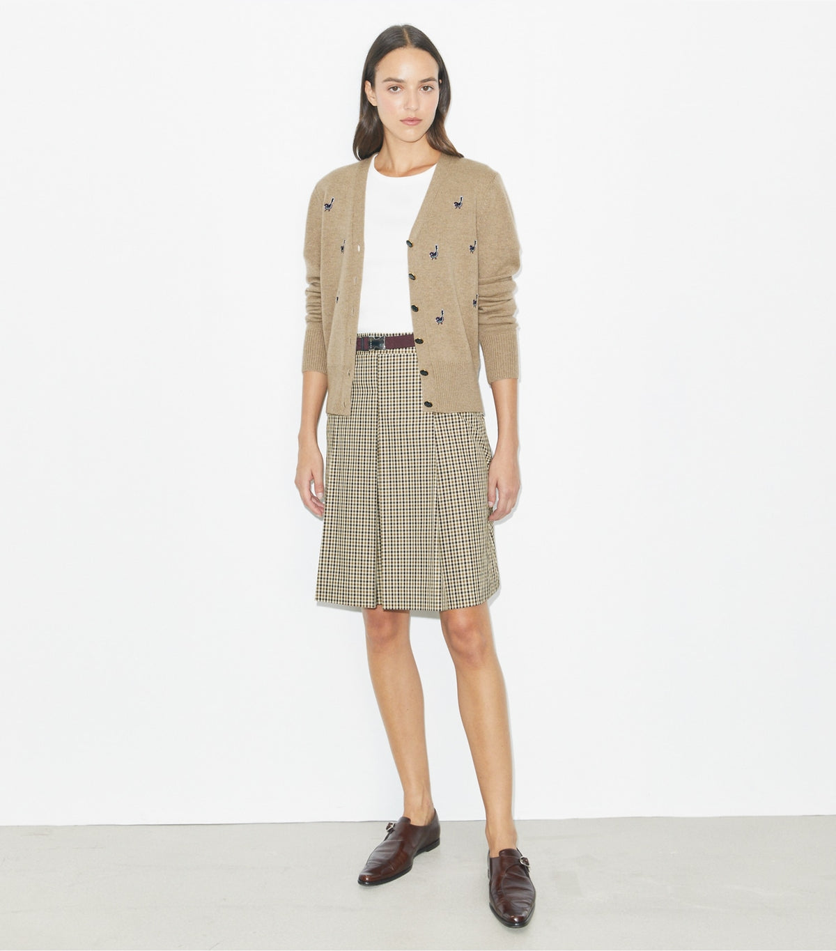 Tory Burch Hot Sale - Birdie-Embroidered Cashmere Cardigan - Deep Toffee