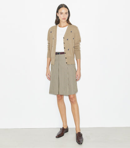 Tory Burch Hot Sale - Birdie-Embroidered Cashmere Cardigan - Deep Toffee