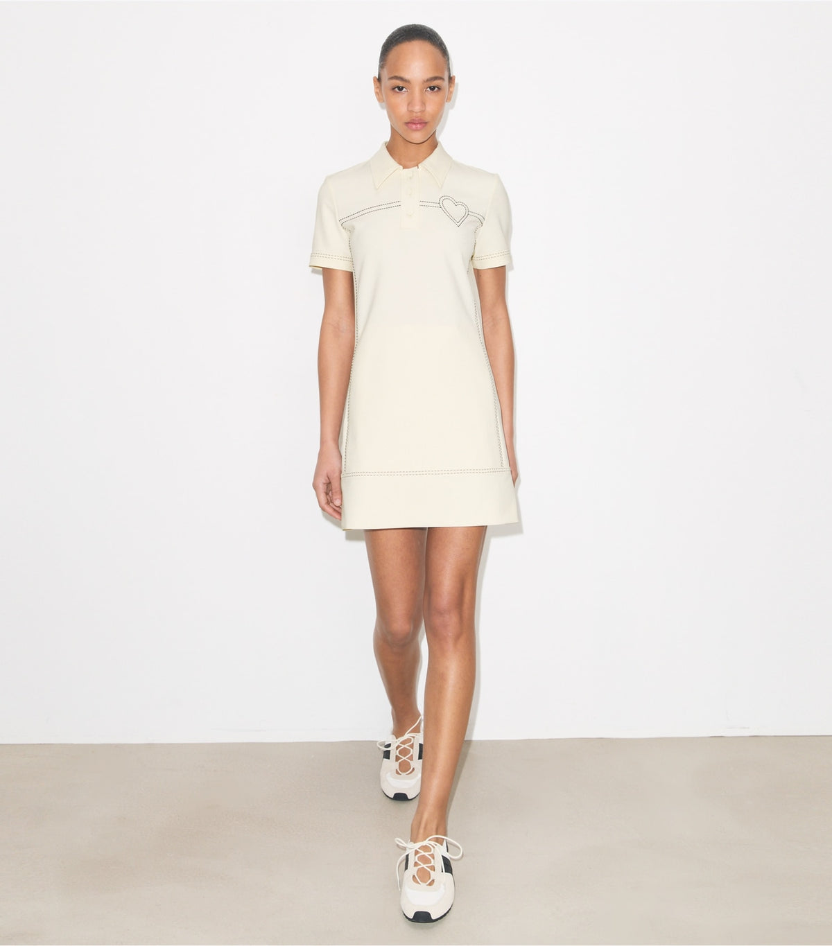 Tory Burch Latest - Pick Stitch Stretch Polo Dress - New Ivory