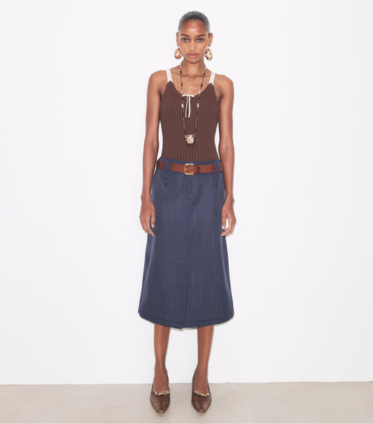 Tory Burch Best Seller - Wool Skirt - Steel