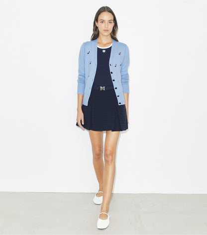 Tory Burch Latest - Birdie-Embroidered Cashmere Cardigan - Bella Blue