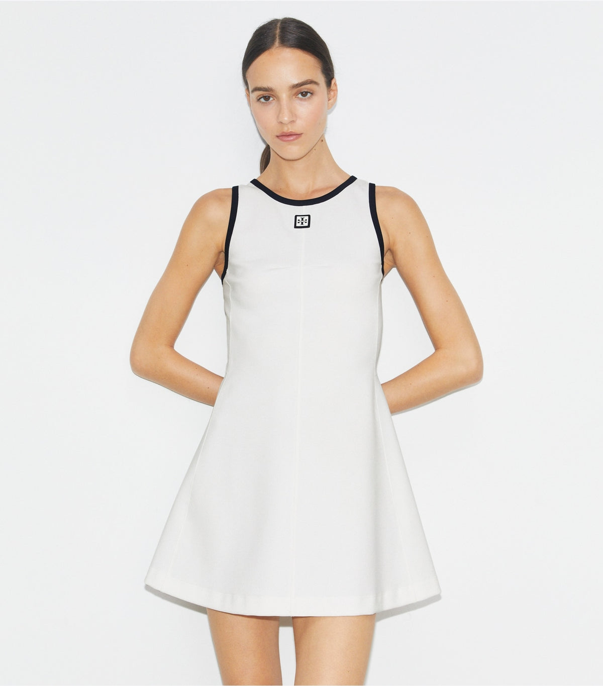 Tory Burch Special Offer - Jersey Racerback Tennis Dress - Snow White / Deep Navy