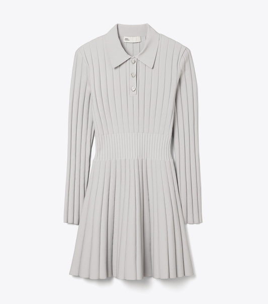 Tory Burch Discount - Viscose Knit Polo Dress - Dewy Gray