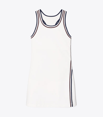 Tory Burch Sale - Performance Jersey Side-Slit Tennis Dress - Snow White / Tory Navy
