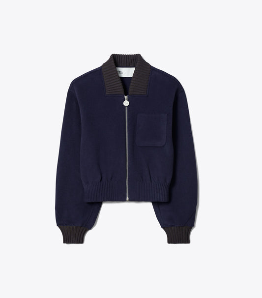 Tory Burch Top Pick - Wool Bomber Jacket - Medium Navy