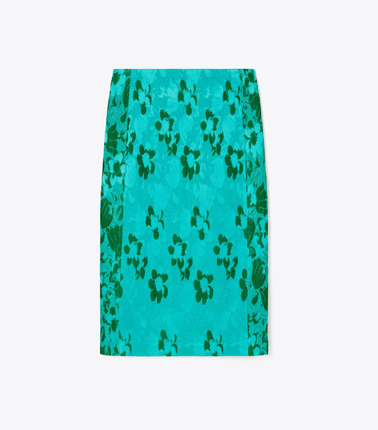 Tory Burch Discount - Jacquard Viscose Skirt - Emerald