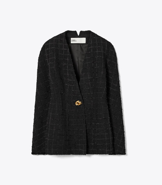 Tory Burch Latest - Slim Tweed Jacket - Black/Black
